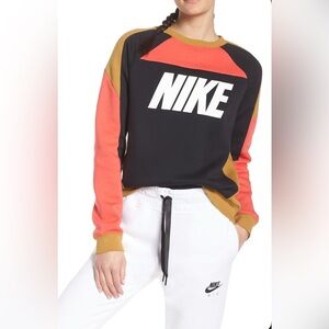 Women’s Nike Multicolor Logo Crew-Neck Sweatshirt Small Cotton Blend Active